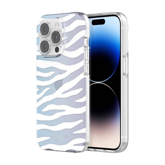 Kate Spade New York Protective Hardshell iPhone Case - White Zebra iPhone 14 NIB - Picture 1 of 7
